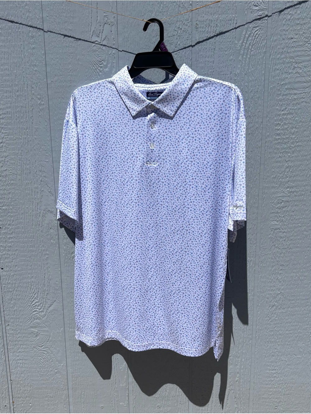 Ben Hogan White confetti floral polo shirt UPF15 moisture wicking
